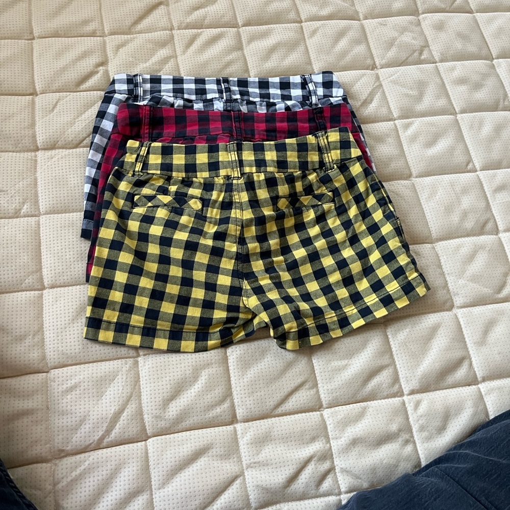 Copper Key Plaid Jean Shorts - Yellow, Red, Black